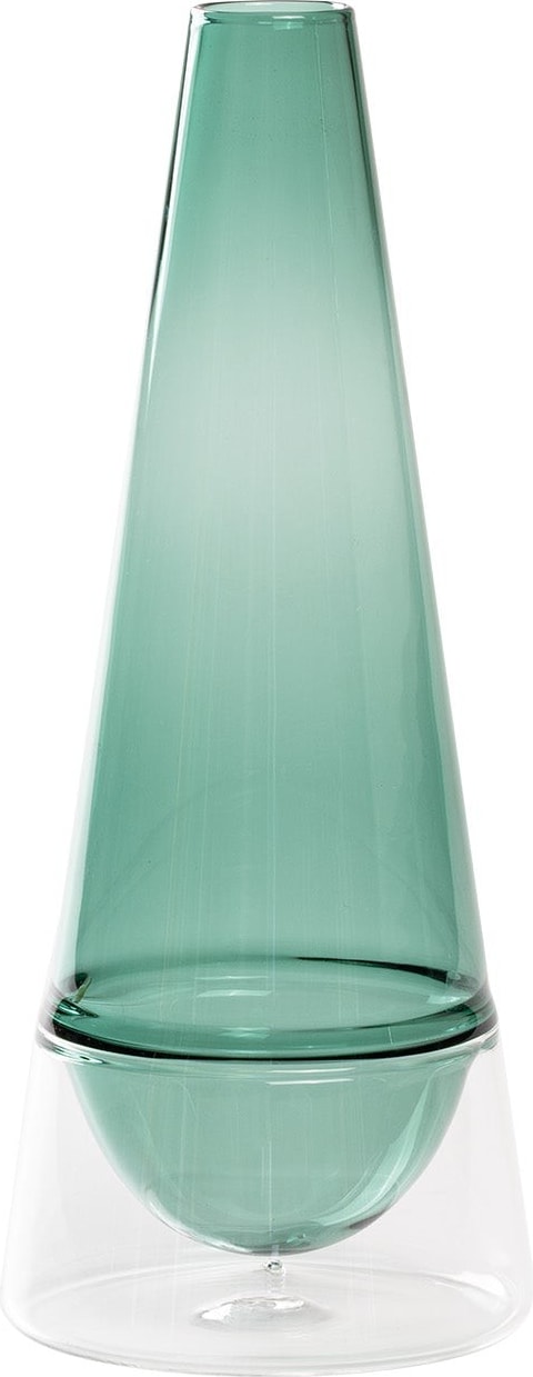 Conosfera 58 Vase aus mundgeblasenem Borosilikatglas, Incalmo-Technik, Farbe Seegrün, einzigartiges Design-Wohnaccessoire