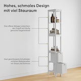 thumbnail of Badezimmerschrank Hochschrank 20x30x160 cm mit 2 Schubladen und 3 offenen Ablagen, schmaler Stauraumschrank für Bad und Haushalt, Weiß