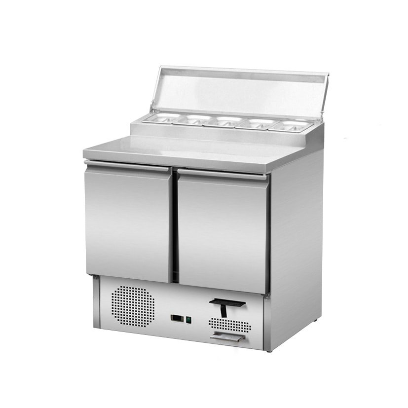 Skyrainbow Saladette/Zubereitungstisch 2 Türen, Unterbaukühlung, 90x70