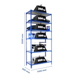 thumbnail of Maderclick schraubenloses Metallregal 6 Böden. Farbe BLAU/HOLZ 2500x1100x300 mm