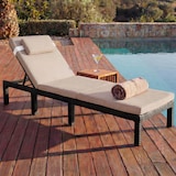 thumbnail of Lettino prendisole in poly-rattan HWC-A51, lettino relax da giardino ~ Premium antracite, cuscini crema