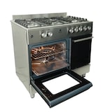 thumbnail of Gasline Gas Standherd mit Elektrobackofen GAG90GOXFLE Edelstahl mit Flaschenschrank 90cm Propan Regler 50Mbar + Gasschlauch