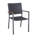 thumbnail of METRO PROFESSIONAL Sedia impilabile con braccioli Raikki, alluminio/polirattan/legno di teak, nero/grigio