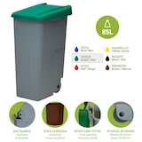 thumbnail of Afvalcontainer verrijdbaar grijs kunststof met klapdeksel groen | 85L | 420x570x760(h)mm