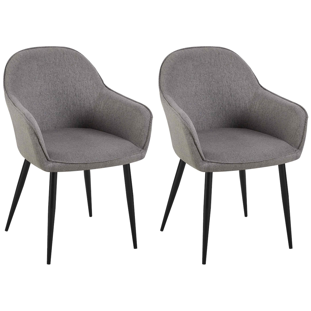 Set van 2 Eetkamerstoelen Boise Stof donkergrijs