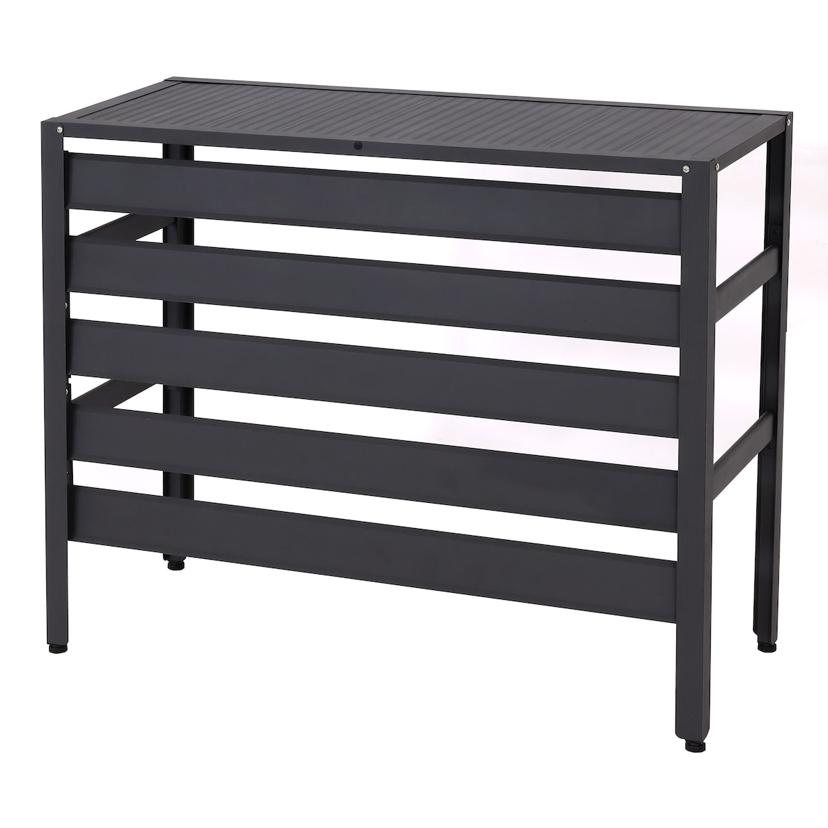 Alu Verkleidung für Klimaanlage/Wärmepumpe HWC-K59, Abdeckung Schutzgitter Pflanzenregal, Metall 73x90x38cm ~ grau