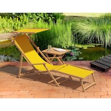 thumbnail of Strandstuhl gelb Gartenliege Strandliege Deckchair Tisch Liegestuhl Holz hell klappbar 10-302NT