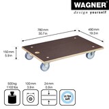 thumbnail of WAGNER Transporthilfe Multiplex MAXIGRIP 24 mm - 78 x 49 x 15 cm, Rollen ultrasoft Ø 100 mm, Tragkraft 500 kg - 20114601