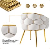 thumbnail of Esszimmerstuhl Set 6 Samt Beige 44x41x74 cm mit goldfarbenem Rückengestell, 6 cm Sitzkissen, verstellbaren Fußstützen und Metallbeinen