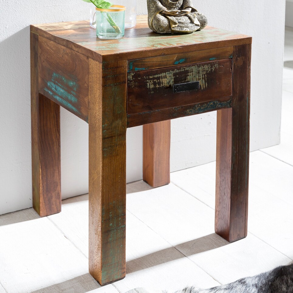 FineBuy Nachttisch KALKUTTA 40 x 40 x 55cm Nachtkästchen Beistelltisch Schublade