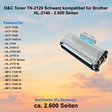 thumbnail of D&C Toner TN-2120 Schwarz kompatibel für Brother HL-2140 - 2.600 Seiten