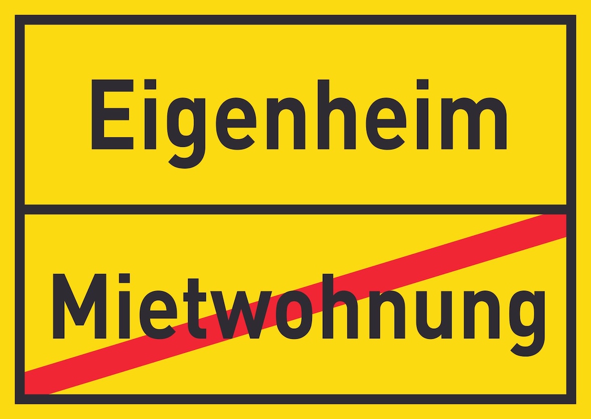 Eigenheim Mietwohnung Schild Ortsschild A1 Rückseite selbstklebend