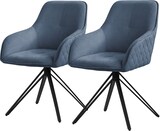 thumbnail of ML-Design – Esszimmerstühle drehbar 2er Set – Blau Webstoff | mit Armlehnen, 360° Drehstuhl, Metallbeine, ergonomisch gepolstert
