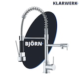 thumbnail of KLARWERK® Björn | Gastronomie Küchenarmatur Chrom glanz mit Zwei Brausen | Edelstahl Wasserhahn Küche Silber 2 Anschlüsse |Doppelspülbecken Restaurant