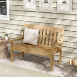 thumbnail of Banco de jardín COSTWAY, resistente a la intemperie, banco para todo tipo de clima fabricado en HDPE, banco de parque para 2-3 personas.