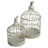 thumbnail of Moritz Deko-Vogelkäfig weiß rund 2er Set verziert mit für Blumen Kerzen u.m.