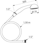 thumbnail of Delabie Einmalbrausegarnitur blau 1500mm, 25 Stück