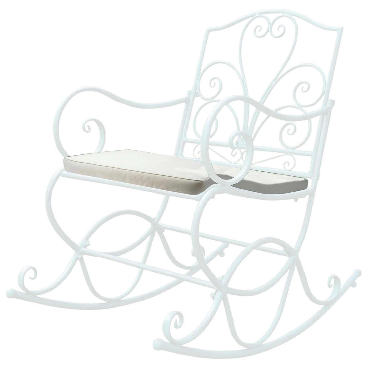 Polsterauflage für Schaukelstuhl HWC-C39, Schaukelstuhlauflage Sitzkissen Sitzpolster, creme