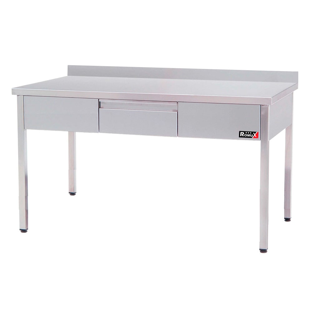Romux® Edelstahltisch für Gastronomie zur Wandmontage mit 1 Schublade ohne Regal 1200x600x850 mm Zerlegbar | Arbeitstisch aus Edelstahl