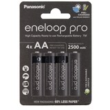 thumbnail of Panasonic eneloop pro, vorgeladen, Retail Blister (4-Pack) BK-3HCDE/4BE Akku NiMH, Mignon, AA, HR06, 1.2V und 2500mAh 5410853064152