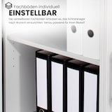 thumbnail of bümö Lowboard Schiebetürenschrank in Weiß/Eiche - Büromöbel Sideboard aus Holz, 160 cm breit, Büroschrank nur 40 cm schmal, Büro Schrank mit