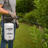 thumbnail of Spruzzatore a pressione da 5 l per prodotti aggressivi, trattamento del giardino, diserbo + lancia, 4 ugelli e cinghia di trasporto VITO