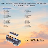 thumbnail of D&C TN-1050 Toner Schwarz kompatibel mit Brother DCP-1610W - 1.000 Seiten
