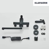 thumbnail of MAX | gastronomische mengkraan wandmontage kraan zwart | professionele keukenkraan roestvrij staal met handdouche|kraan restaurant wand platte uitloop