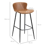 thumbnail of Conjunto de 2 taburetes altos de cocina sillas altas de cocina con respaldo tapizado en PU carga 120 kg para bar salón comedor marrón