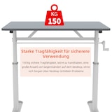 thumbnail of Schreibtisch höhenverstellbar Grau 60x100x90 cm Handkurbel, Metall Holz, kompakt und stabil für Homeoffice und Arbeitszimmer