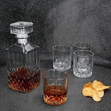 thumbnail of 5tlg Set Whilly Whiskykaraffe 720ml + 4 Tumbler 300ml Dekanter Deckel Glasschliff