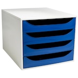 thumbnail of EXACOMPTA Cassettiera Ecobox 2286104D, 4 cassetti, box in PS e cassetti in Ppl, (PxlxAlt) 34,8x28,4x23,4 cm, gamma Office box grigio/cassetti blu