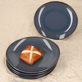 thumbnail of Mäser 6x Natural Kuchenteller oval Steingut 6 Personen Frühstücks-Teller blau