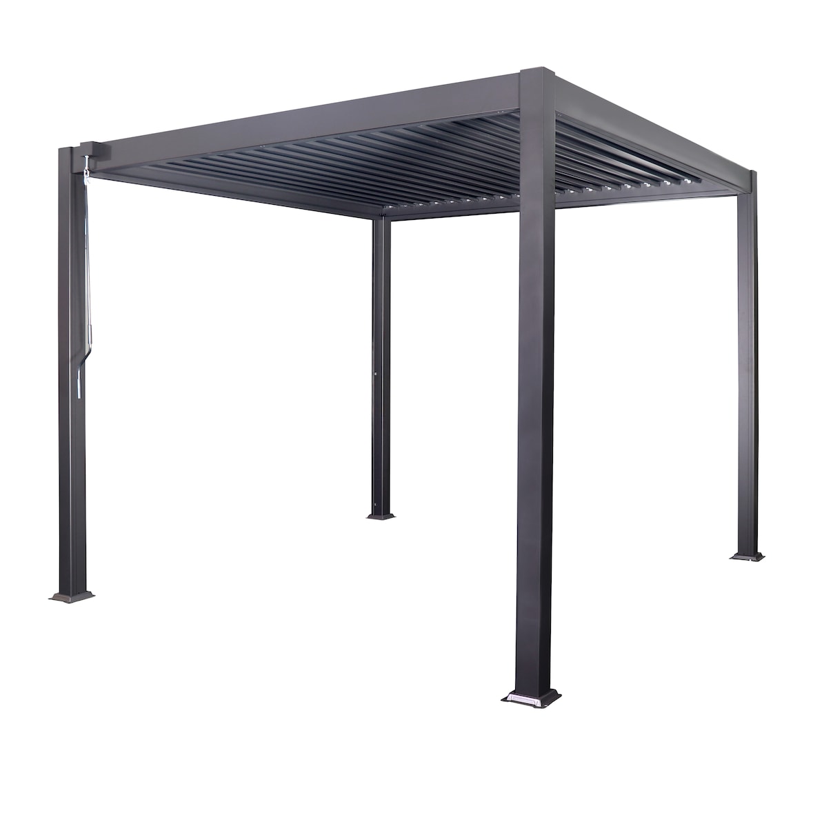 CRO Pergola bioclimatica quadrata in alluminio con lamelle orientabili manualmente - color antracite - misure: 300x300 h. 250 cm
