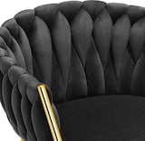 thumbnail of tectake Juego de sillas de comedor ASTANO de terciopelo con diseño anudado - Juego de 4 negro/oro