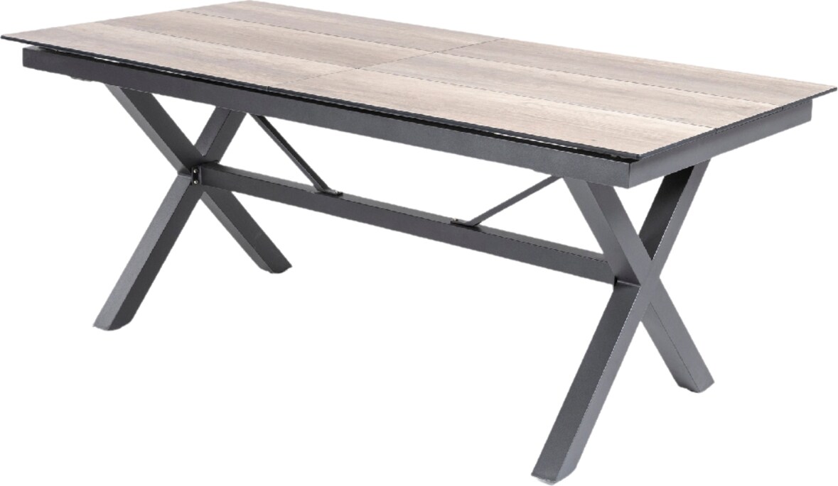Mesa de exterior, Extensible 180 a 240 cm, Aluminio y HPL, Color Antracita, 180/240x89x75 cm