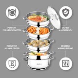 thumbnail of BEM Dampfkocher 6-tlg. 30 cm aus Edelstahl 18/10 mit Glasdeckel, NICHT induktionsgeeignet