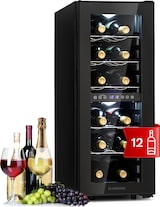 thumbnail of Klarstein Shiraz 12 Duo Weinkühlschrank 2 Zonen 42L/12 Flaschen 5-12 / 12-18 °C Touch Schwarz