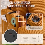 thumbnail of Übergroßer Relaxsessel mit Corduroy-Bezug, LED-Mehrfarbenlicht, USB-Anschluss, Getränkehalter, ergonomisch und komfortabel 128x142cm, Senfgelb