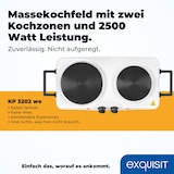 thumbnail of Exquisit Kochplatte KP 3202 we | Massekochfeld | 2 Platten | Leistung 2500 Watt | weiß