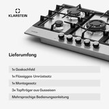 thumbnail of Ignito 5 Zonen Gaskochfeld 5-flammig Sabaf-Brenner Edelstahl silber Silber