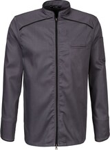 thumbnail of 221 - Kochjacke langarm, 2-wege RV, Fb. graphit, Paspel schwarz : schwarz 65% Polyester 35%Baumwolle 220 g/m² M
