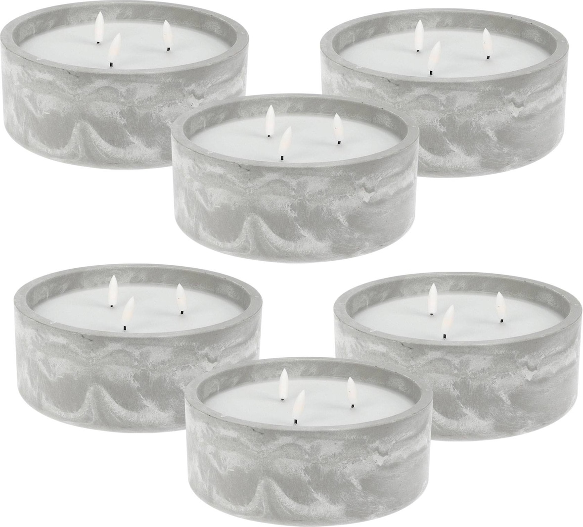 WellHome - 6er-Pack runde marmorgraue LED-Kerzen 20x20x8cm