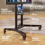 thumbnail of ONKRON Soporte TV con Ruedas y Altura Regulable para pantallas de 55 a 90", hasta 75 kg, VESA máx 800x600 mm, TS1871-B Negro