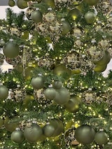 thumbnail of 4 Weihnachtskugeln Glas 10cm mundgeblasen große Christbaumkugeln Weihnachtsbaumkugeln Christbaumschmuck Weihnachtsbaumschmuck Grüntee matt