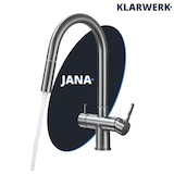 thumbnail of Jana | Grifo extensible premium de 3 vías gris titanio | de osmosis acero inoxidable cocina 360 grados | filtro 3 conexiones arco alto