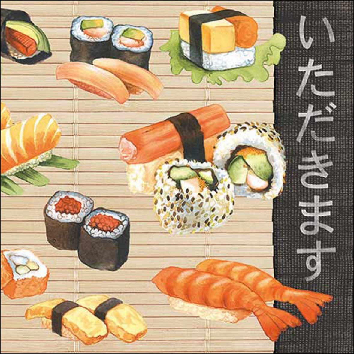 20 Servietten Papier 33x33cm 3-lagig - hochwertige Einweg Papierservietten Sushi Japan Asia Party Japanische Tischdeko Japanisches Essen Dinner Food
