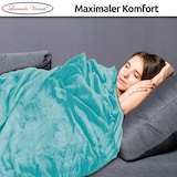 thumbnail of Kuscheldecke Petrol 150x200 cm Wolldecke Fleece extra weiche Wohndecke Sofa