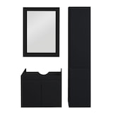 thumbnail of Badkamerset HWC-L86, wastafel wandspiegel wandmeubel badkamermeubel, FSC® gemelamineerd ~ zwart