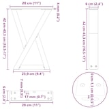 thumbnail of Helloshop26 - Set aus 2 verstellbaren Couchtischbeinen 28 x 42–43,3 cm modernes Design Stahl natur 02_0056985